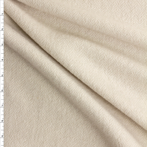 Ivory Herringbone Brushed Wool Coating #30523 Fabric By The Yard