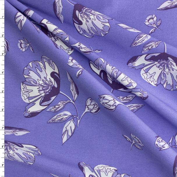 Violet Floral Nylon/Viscose/Spandex #30651 Fabric By The Yard