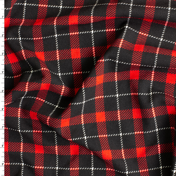 Black and Red Plaid Crepe Knit #30683 Fabric By The Yard