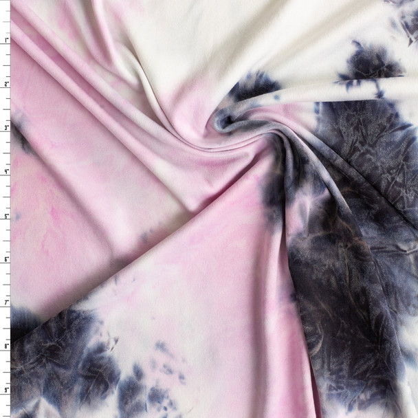 Pink, Navy, and White Tie Dye Double Brushed Poly/Spandex Knit #30689 Fabric By The Yard Pink, Navy, and White Tie Dye Double Brushed Poly/Spandex Knit #30689 Fabric By The Yard