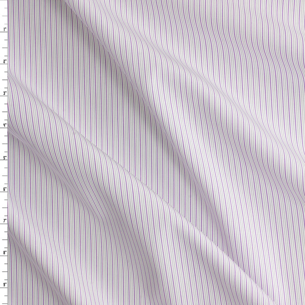 Purple and Grey Micro Stripes on White Designer Cotton Shirting #30714 Fabric By The Yard Purple and Grey Micro Stripes on White Designer Cotton Shirting #30714 Fabric By The Yard