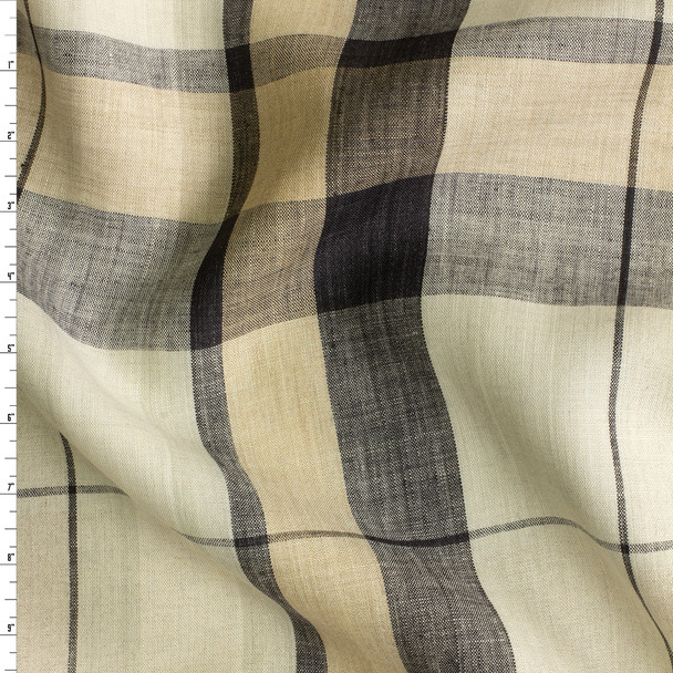 Black, Tan, and Taupe Plaid Linen #30728 Fabric By The Yard Black, Tan, and Taupe Plaid Linen #30728 Fabric By The Yard