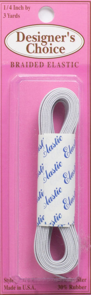 Designer’s Choice 1/4" White Braided Elastic – 3 Yards
