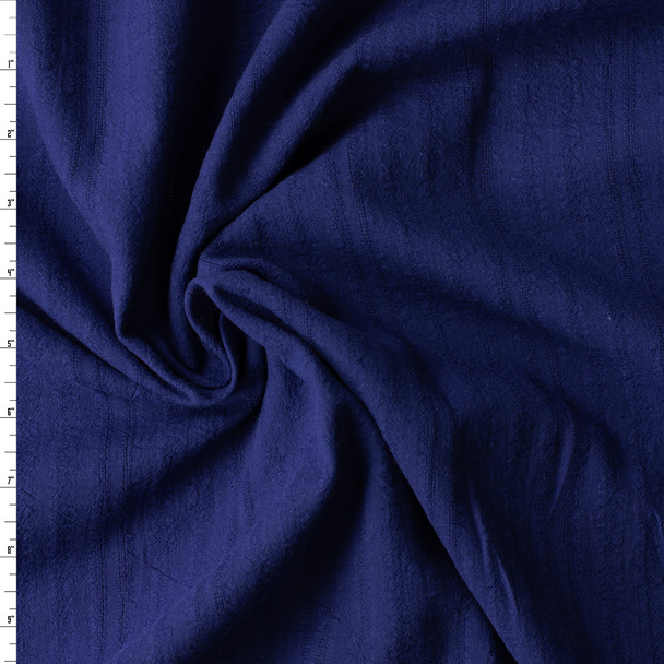 Navy Vertical Textured Stripe Cotton Gauze #30991 Fabric By The Yard
