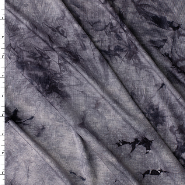 Black and Grey Tie Dye Stretch Rayon Jersey Knit #30995 Fabric By The Yard