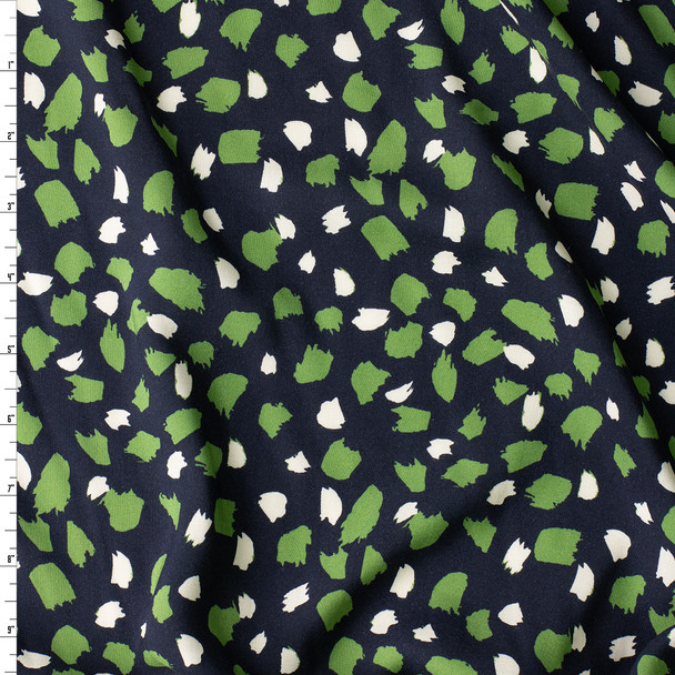 Midnight Moss Abstract Dot Rayon Challis #31051 Fabric By The Yard