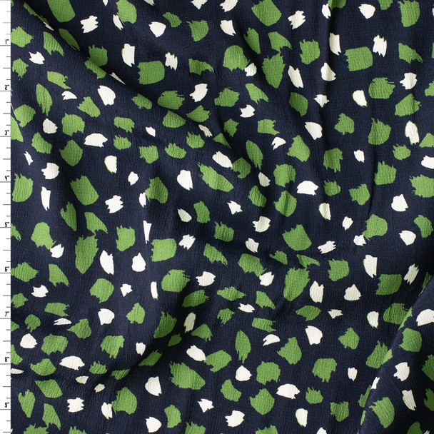 Midnight Moss Abstract Dot Rayon Crepe De Chine #31052 Fabric By The Yard
