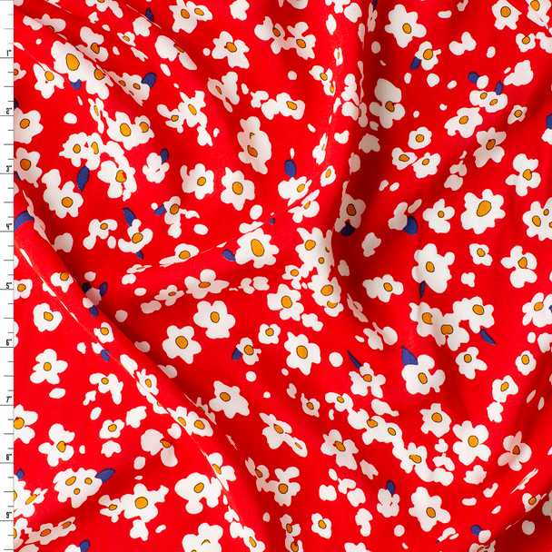 Scarlet Daisy Pop Rayon Challis #31063 Fabric By The Yard
