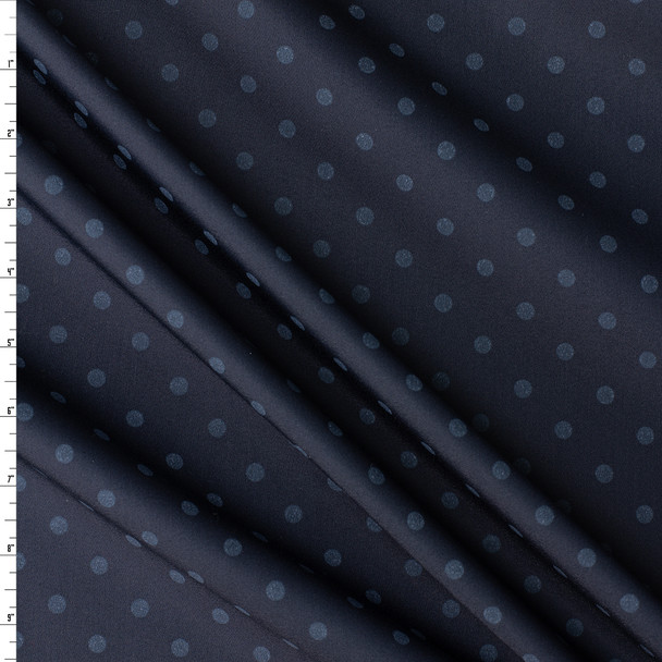 Slate on Navy Polka Dots Cotton/Poly Poplin #31109 Fabric By The Yard