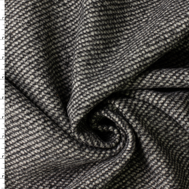 Black and Grey Diagonal Weave Coating Weight Wool Tweed #31146 Fabric By The Yard
