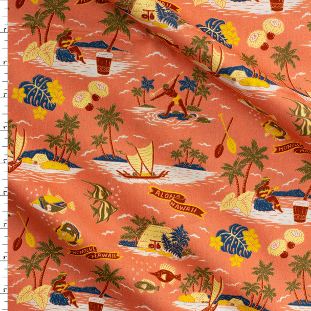 Island Paradise - Salmon Japanese Cotton Poplin from Robert Kaufman #31181 Fabric By The Yard
