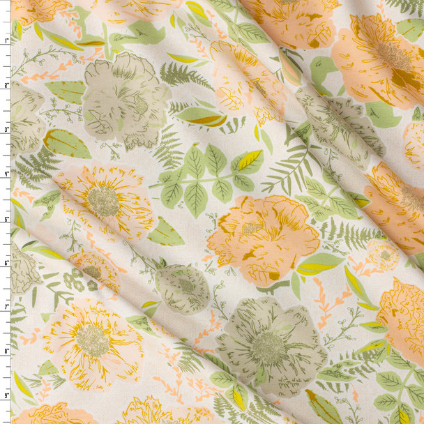 Gathered Foraged Garland Poppy Stretch Cotton Jersey Knit from Art Gallery Fabrics #31217 Fabric By The Yard
