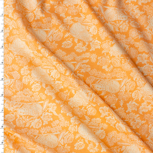 Wild Forgotten Beaver and Bloom Peach Stretch Cotton Jersey Knit from Art Gallery Fabrics #31226 Fabric By The Yard