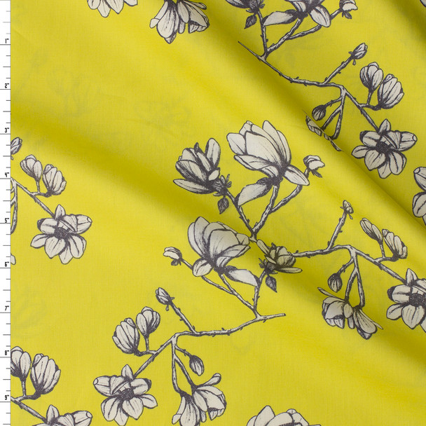 Wild Bloom Magnolia Study Zest Cotton Poplin from Art Gallery Fabrics #31253 Fabric By The Yard