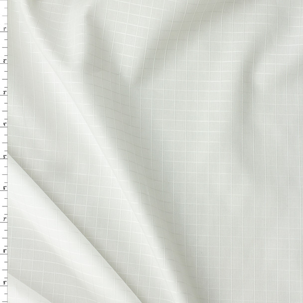 White on White Embossed Grid Cotton Shirting #31299 Fabric By The Yard