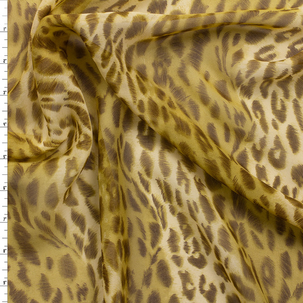Sahara Leopard Silk Chiffon #31325 Fabric By The Yard