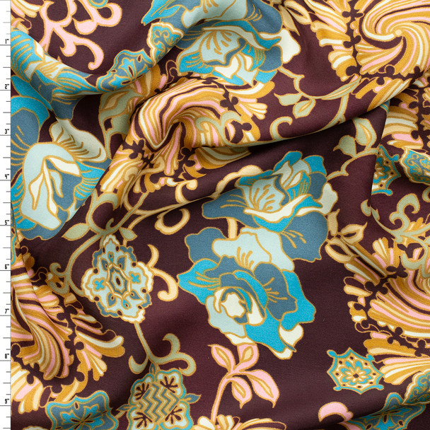 Baroque Blooms Plum Featherweight Silk Twill #31335 Fabric By The Yard