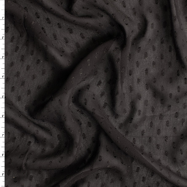 Black on Black Dot Stretch Poly Georgette #31344 Fabric By The Yard