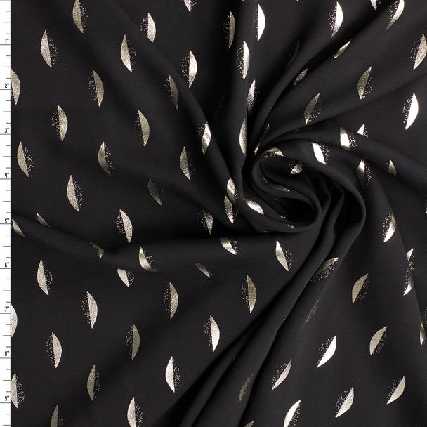 Metallic Silver Stardust Crescent Polyester Georgette #31345 Fabric By The Yard