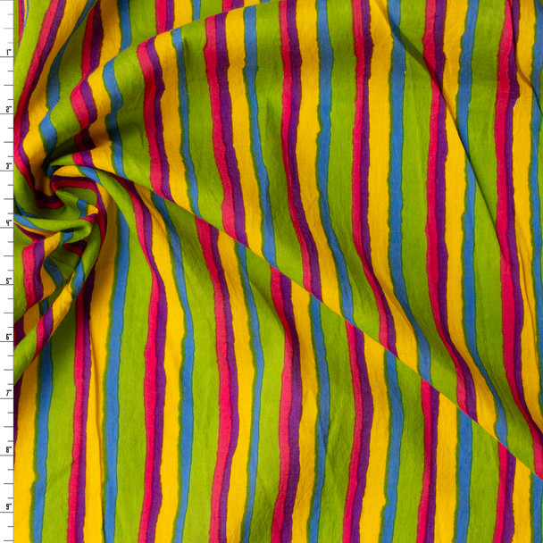 Multi Vertical Spring Stripe  Cotton Lawn #31389 Fabric By The Yard