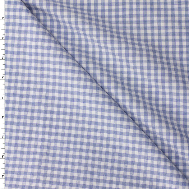 Light Blue and White Plaid Designer Cotton Shirting #31397 Fabric By The Yard