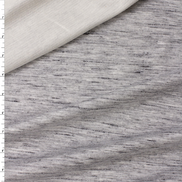 Heather Grey and White Reversible Double Jersey Knit #31469 Fabric By The Yard