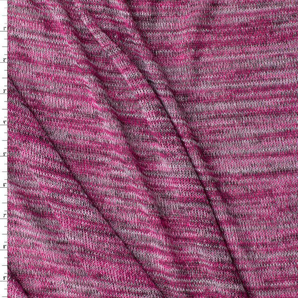 Hot Pink and Grey Melange Lightweight Sweater Knit #31474 Fabric By The Yard