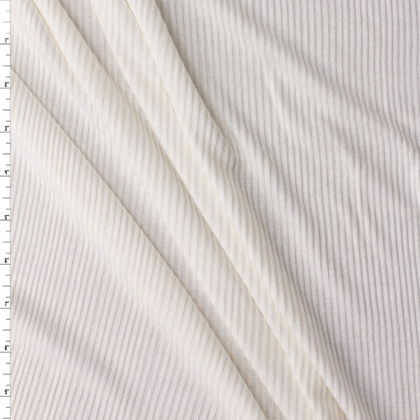 White Poly/Rayon Rib Knit #31477 Fabric By The Yard