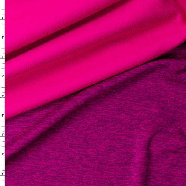 Hot Pink Heather Stretch Brushed Athletic Knit from Rainbeau #31487 Fabric By The Yard