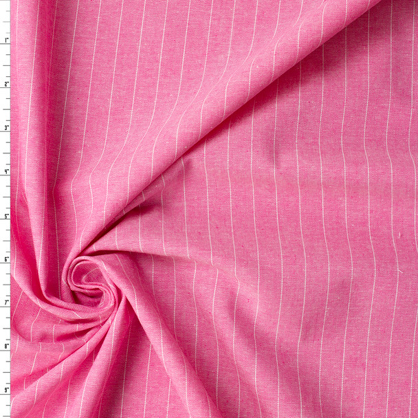 Pink Pinstripe Chambray Cotton Shirting #31526 Fabric By The Yard