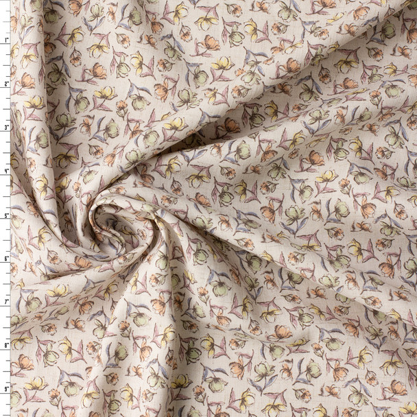 Vintage Meadow Buds Stretch Cotton Linen Look #31535 Fabric By The Yard