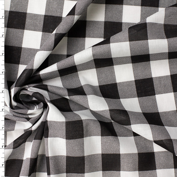 Black and White 1” Gingham Print Cotton Lawn #31542 Fabric By The Yard
