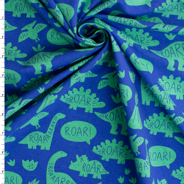 Dino Roar Party Stretch Cotton Jersey Knit Print #31669 Fabric By The Yard