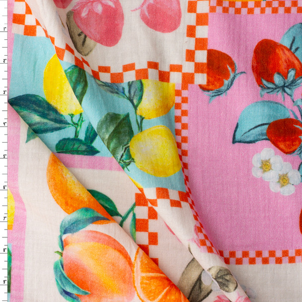 Fruitstand Patchwork Italian Designer Cotton Double Gauze #31771 Fabric By The Yard