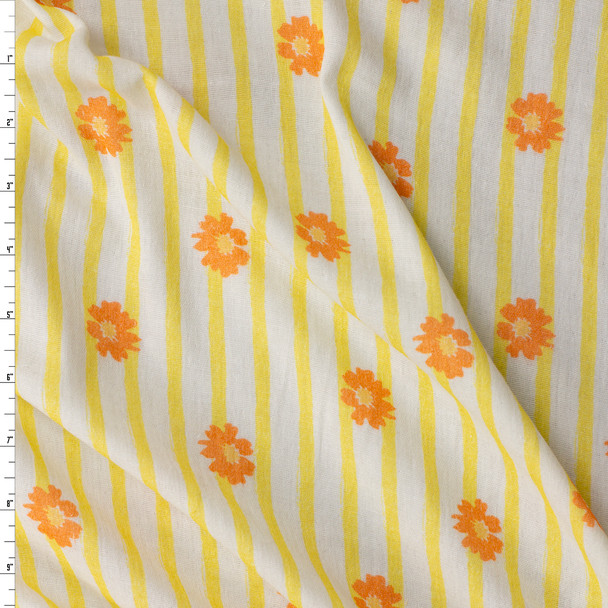 Sunny Blossom Vertical Stripe Italian Designer Cotton Double Gauze #31772 Fabric By The Yard