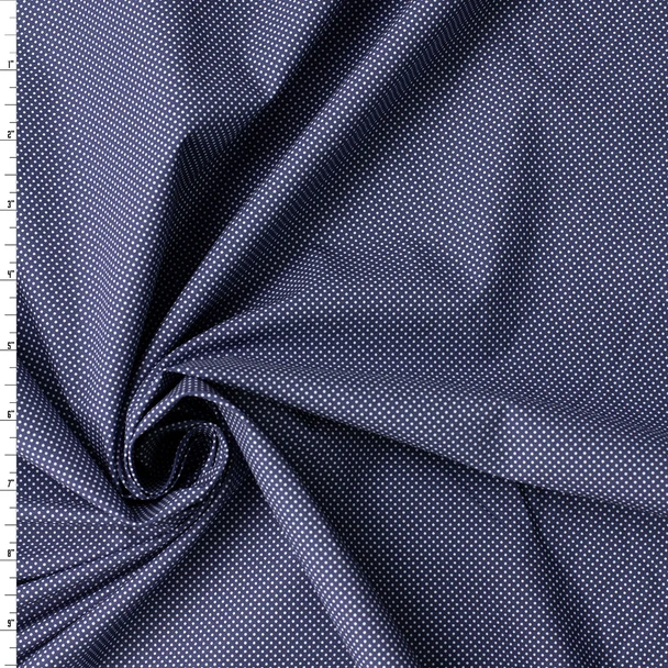 White Micro Dot on Navy Italian Designer Cotton Poplin #31784 Fabric By The Yard