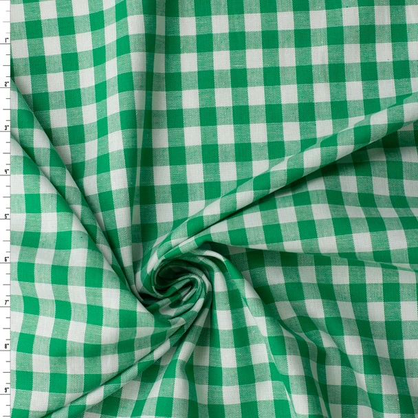 Lime and White Gingham Italian Designer Cotton Oxford #31800 Fabric By The Yard