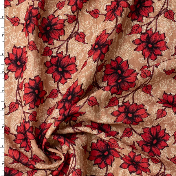 Autumn Bloom Vines Italian Designer Cotton Gauze #31804 Fabric By The Yard