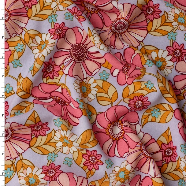 Petal Party Floral Rayon Challis #31813 Fabric By The Yard