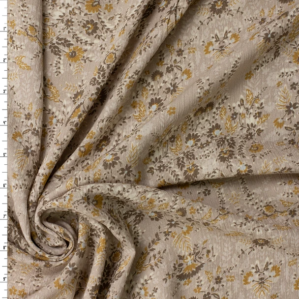 Sand Vintage Floral Rayon Gauze #31814 Fabric By The Yard
