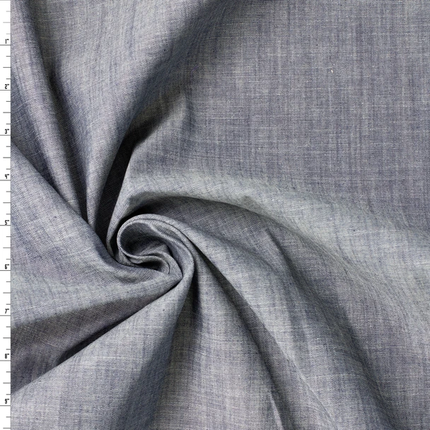 Indigo Italian Designer Midweight Chambray #31843 Fabric By The Yard