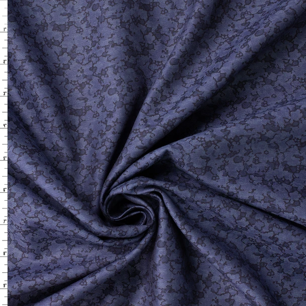 Shadow Bloom Navy Italian Designer Soft Twill Weave Cotton #31850 Fabric By The Yard