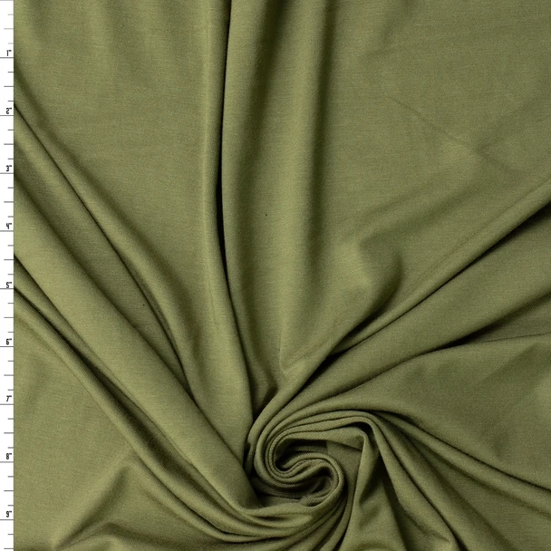 Olive Green Heavyweight Stretch Rayon/Spandex Jersey #31885 Fabric By The Yard