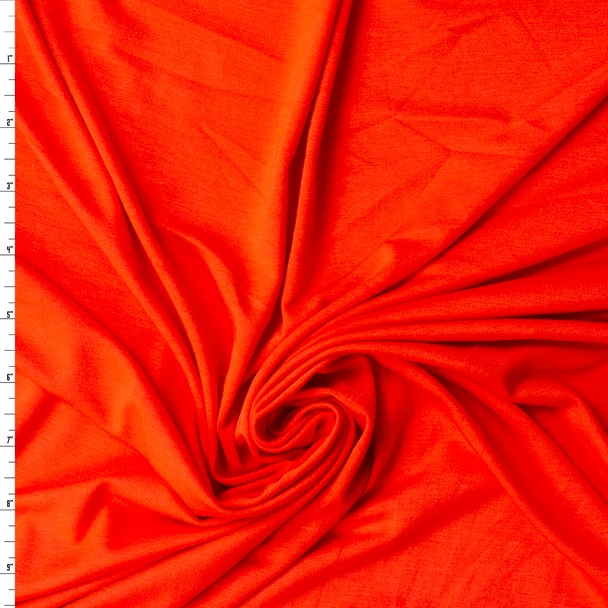 Red Orange Heavyweight Stretch Rayon/Spandex Jersey #31887 Fabric By The Yard