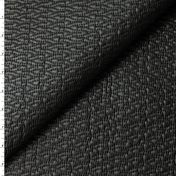 Black and Black Zig Zag Quilted Vinyl #31953 Fabric By The Yard