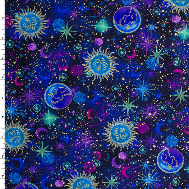 Multi Cosmos Quilter’s Cotton from Timeless Treasures #31988 Fabric By The Yard