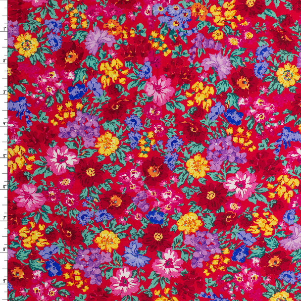 Red Flora Quilter’s Cotton from Timeless Treasures #31996 Fabric By The Yard