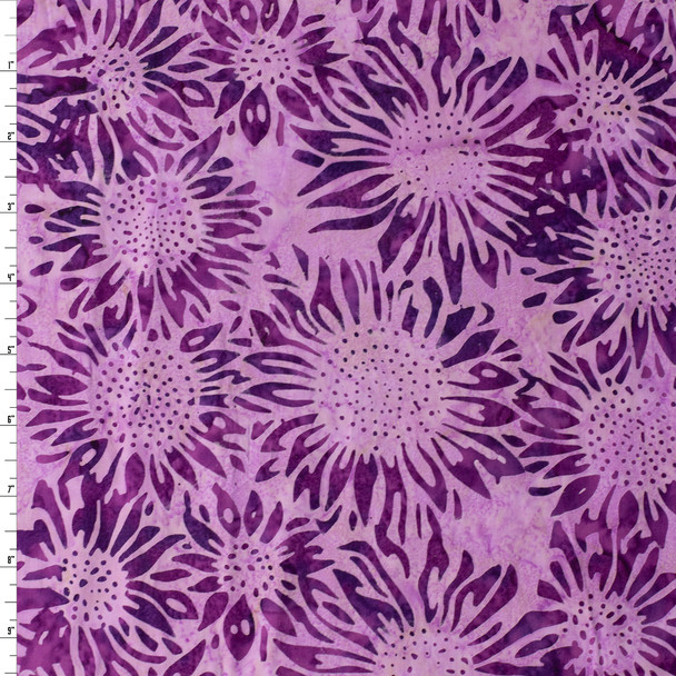 Purple Sunflower Indonesian Cotton Batik #32014 Fabric By The Yard