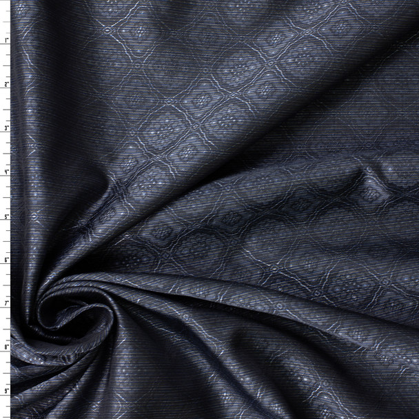 Silver Black Diamonds Designer Cupro Lining #32044 Fabric By The Yard