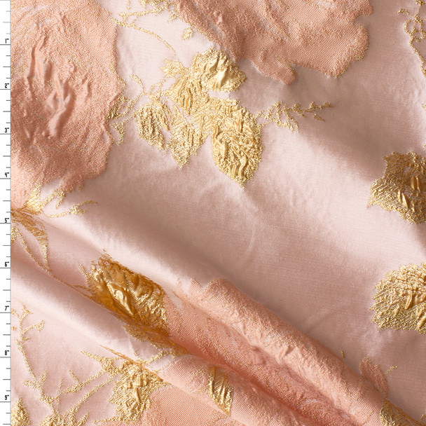 Blush and Gold Blooms Designer Brocade #32055 Fabric By The Yard
